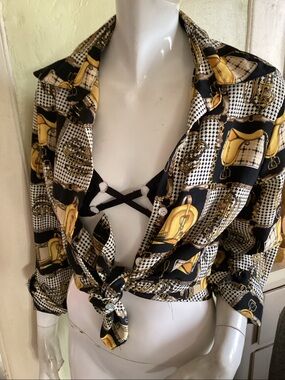 Kiss Me saddle print  button down blouse